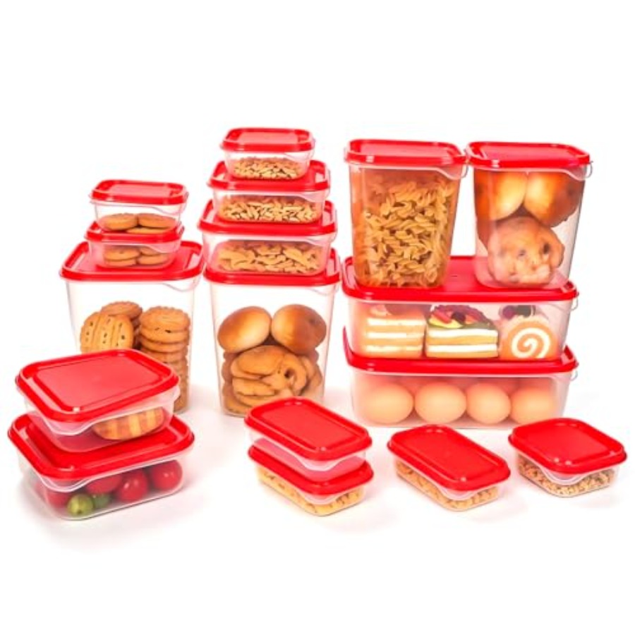 Storage Food Prep - 17Pcs Plastic Food Storage Set, Red