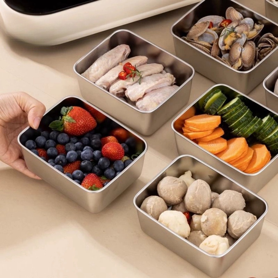 Storage Food Prep - 1-2-3pc Rectangular Stainless Steel Food Storage