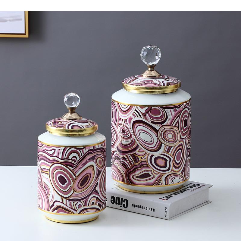 Food Storage Lidl - Purple Circle Painted Ceramic Storage Jars