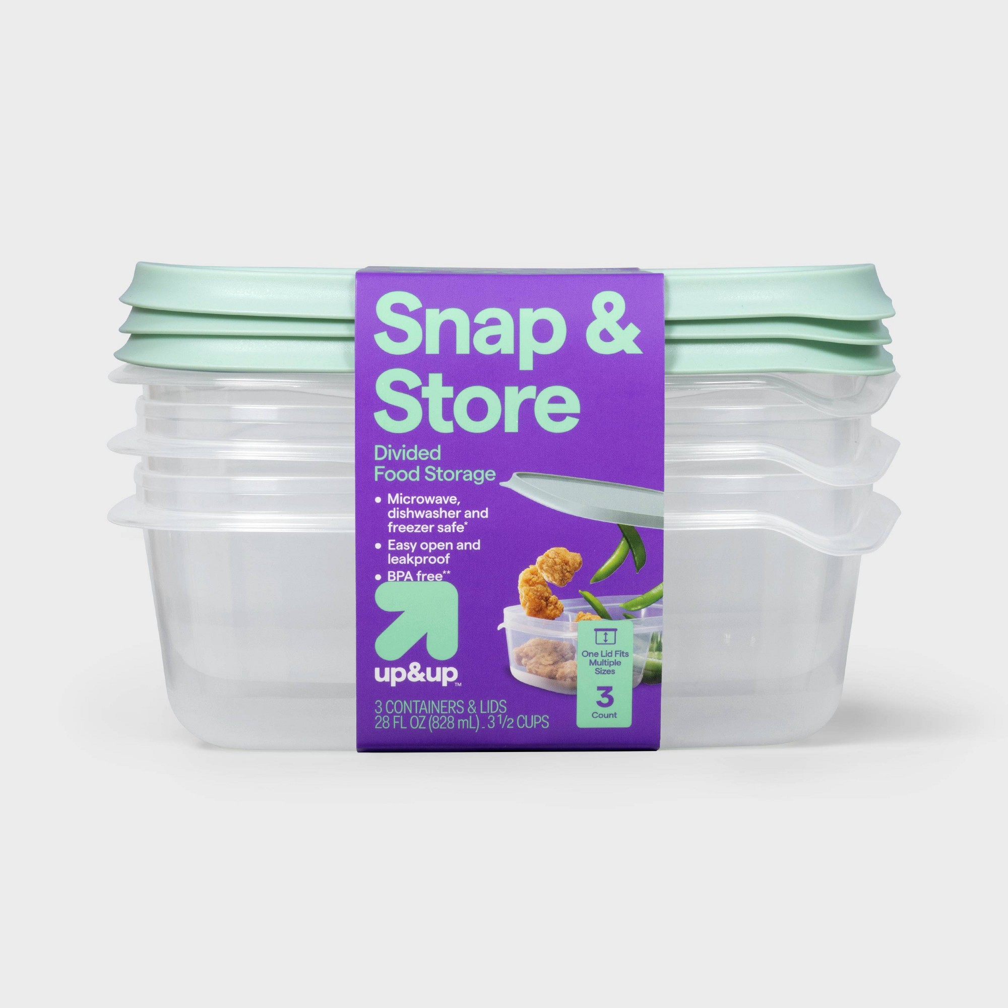 Storage Food Prep - 3ct Clear Plastic Divided Rectangle Food