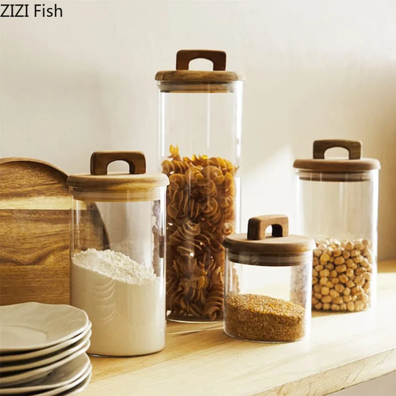 Food Storage Lidl - Wooden Lid Glass Storage Jar Creative