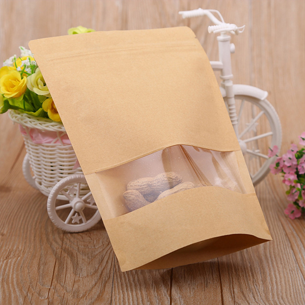 Food Storage And - 50Pcs Standing Kraft Paper Zipper Seal