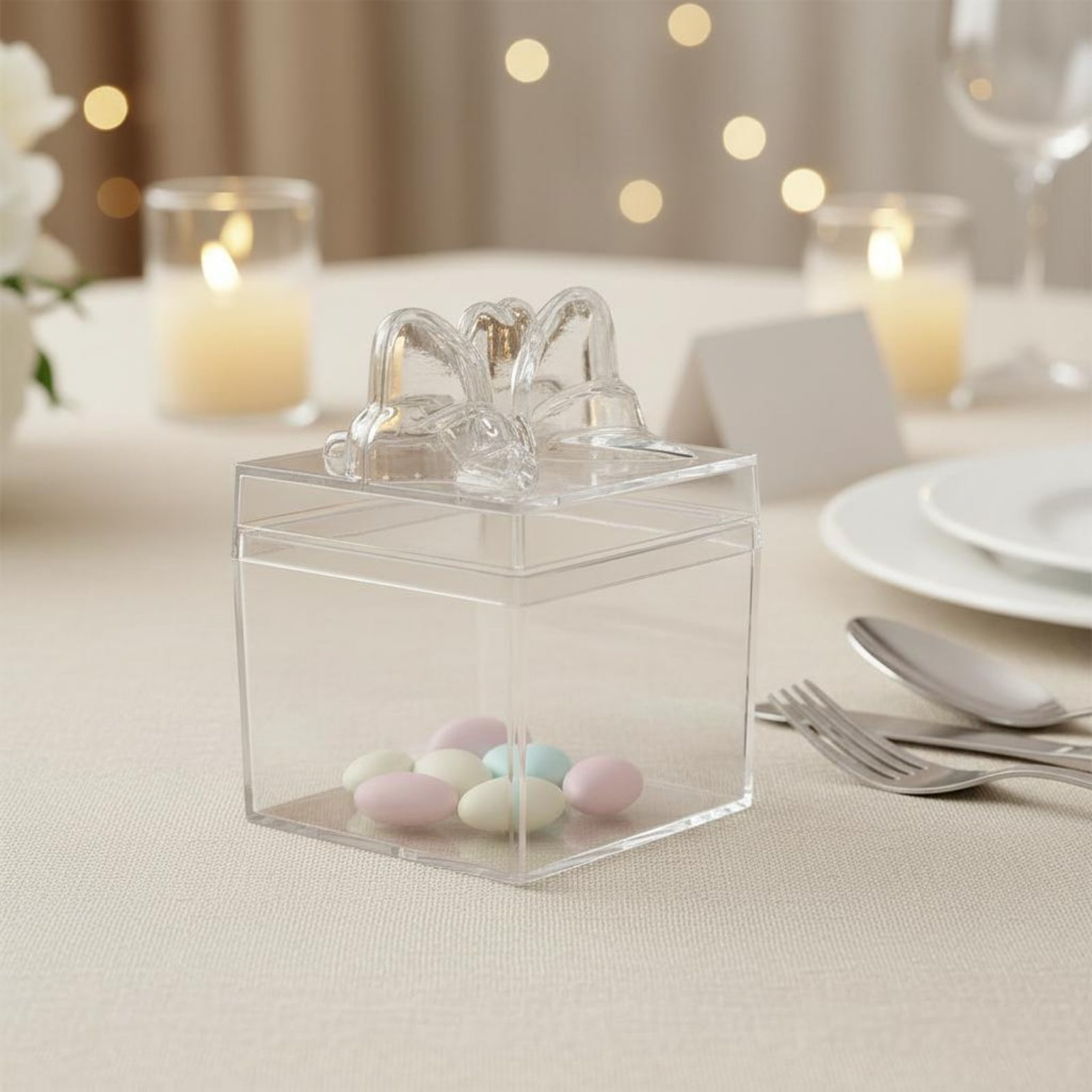 Food Storage And - Clear Plastic Candy Box with Ribbon