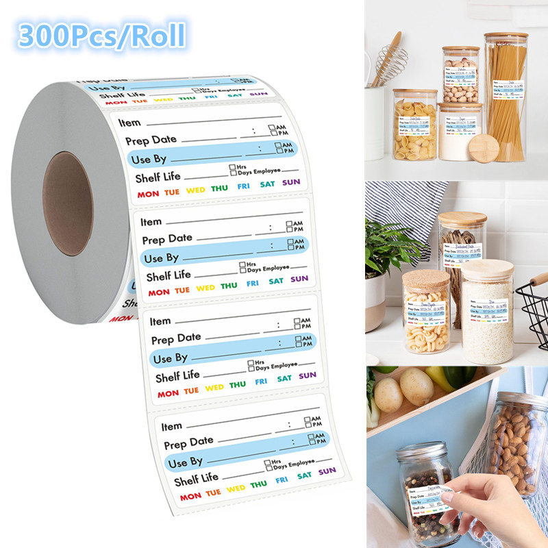 Food Storage Expiration Dates - 300Pcs/Roll Kitchen Date Food Sticker Label
