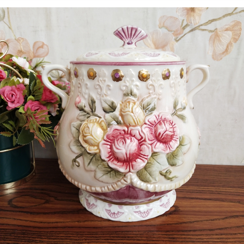 Food Storage Lidl - Underglaze hand-painted ceramic sealed jar decor