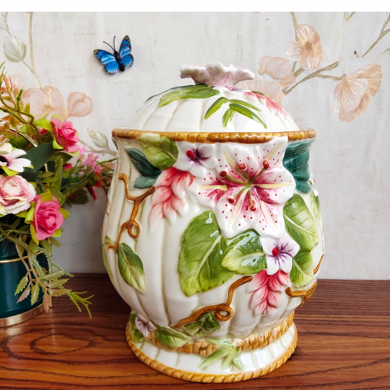 Food Storage Lidl - European-style ceramic jar lid hand-painted sealed