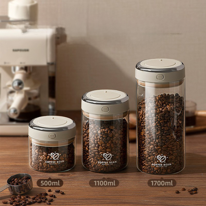 Food Storage Vacuum Seal - 500/1100/1700ml Coffee Beans Vacuum Sealed Tank