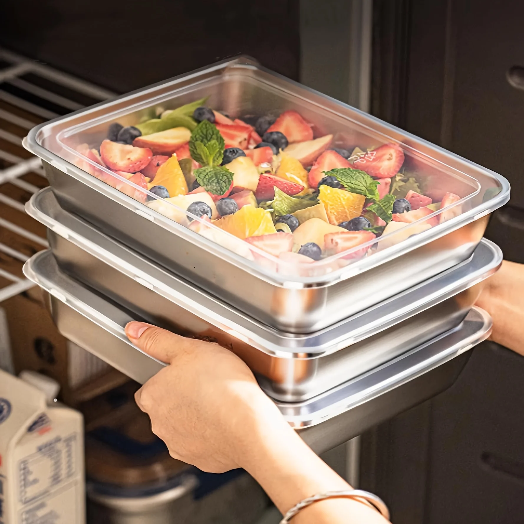 Food Storage For Camping - 3pcs Stainless Steel Food Containers &
