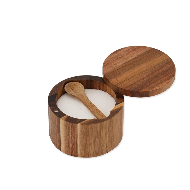 Herb Keeper Container - Acacia Wood Salt and Pepper Bowl