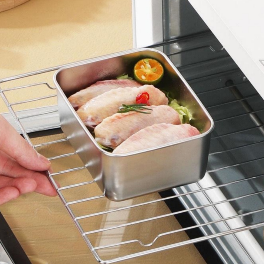 1-2-3pc Rectangular Stainless  - đánh giá và giá Storage Food Prep