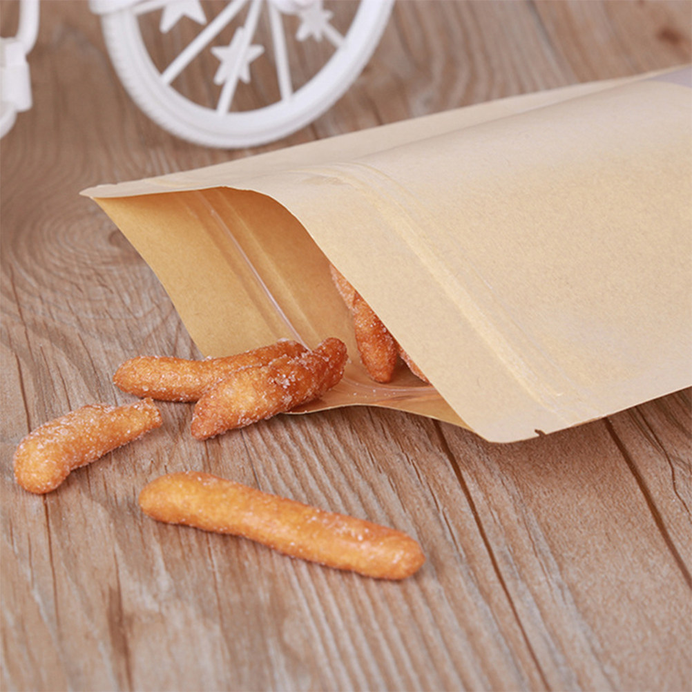 50Pcs Standing Kraft Paper Zip - đánh giá và giá Food Storage And