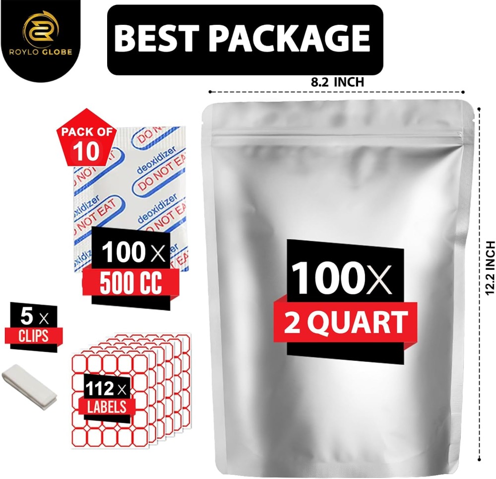 100pcs 2 Quart Mylar Bags with - đánh giá và giá Food Storage Long Term