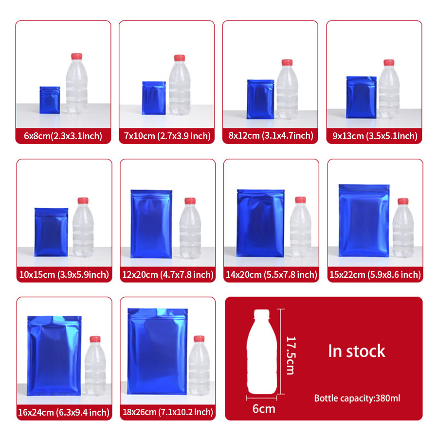 100pcs Matte Blue Foil Zipper  - đánh giá và giá Food Storage And