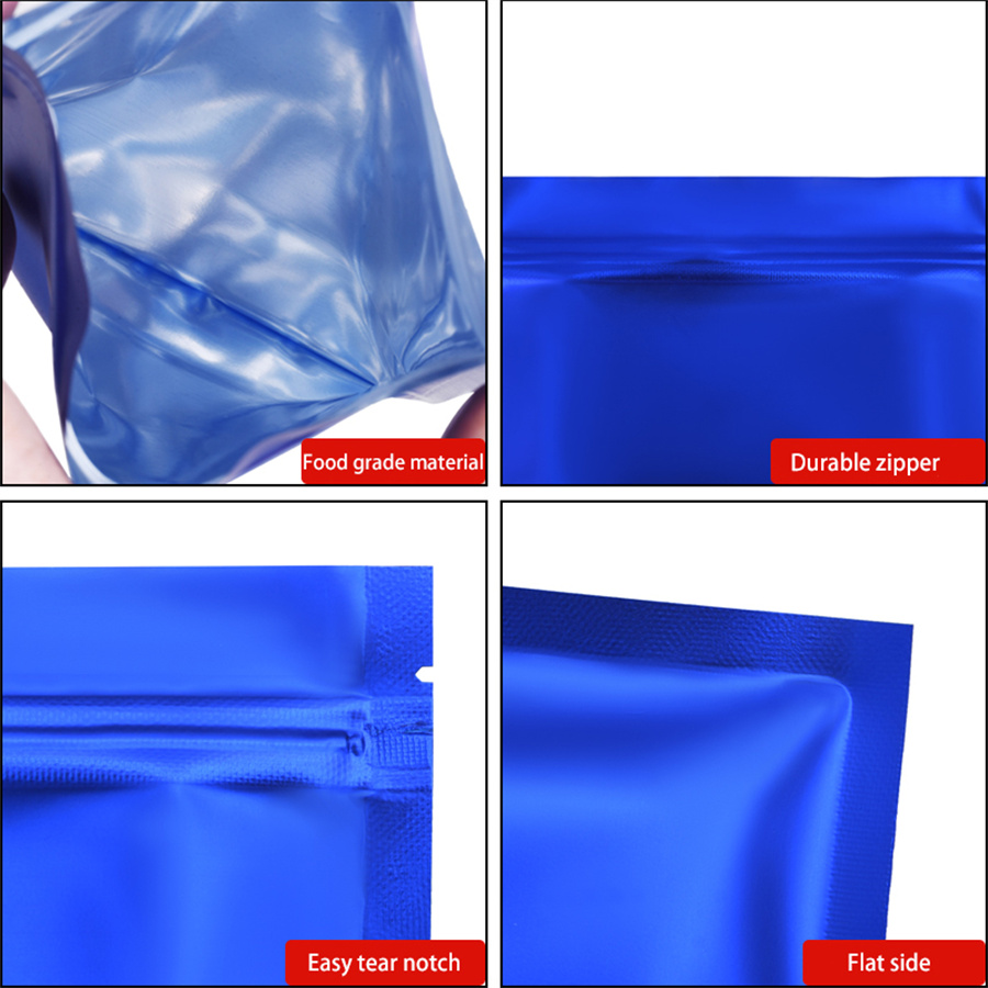 100pcs Matte Blue Foil Zipper  - đánh giá và giá Food Storage And